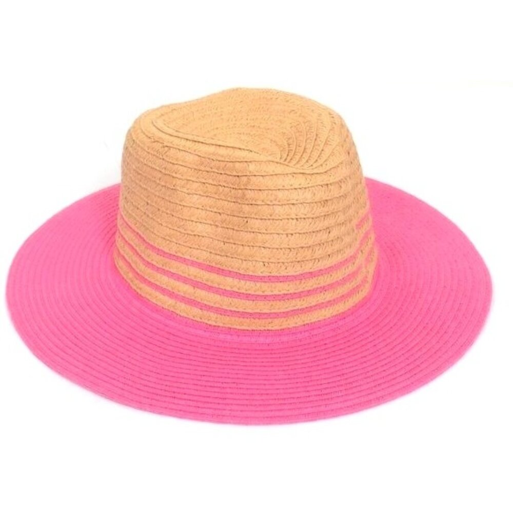 The Hatter Panama Pink Stripe Beach Hat Summer Beach Resort Cruise Poolside‎ NEW